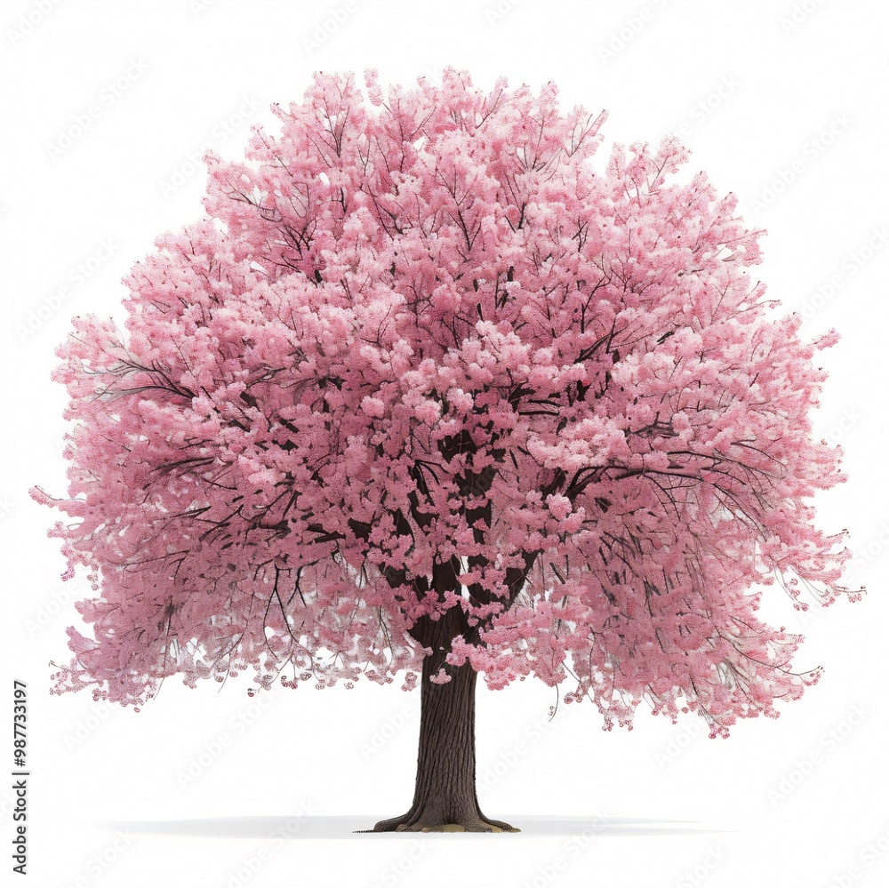 Obraz premium Blooming Cherry Tree Isolated on White.