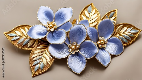 Golden floral ornament decoration