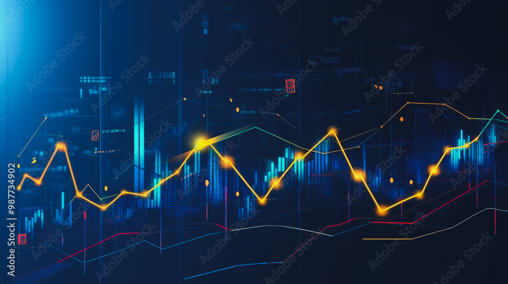 Abstract black background with Colorful charts and graphs with statistics to innovative analyze business potential and forecast future development of companies growth. Abstract black background with Colorful charts and graphs with statistics to innovative analyze business potential and forecast future development of companies growth.
