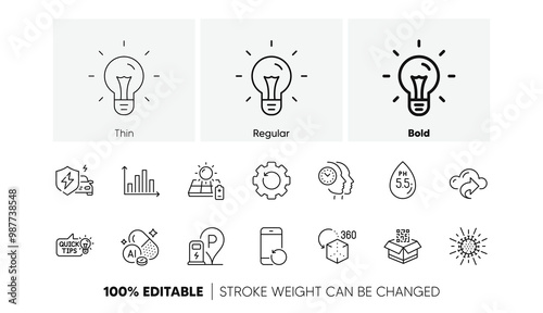 Augmented reality, Qr code and Solar panel line icons. Pack of Aluminium mineral, Diagram graph, Time management icon. Ph neutral, Idea, Charging station pictogram. Cloud share. Line icons. Vector