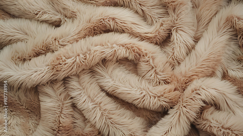 Soft Beige Faux Fur Texture Background for Cozy Winter Designs 
