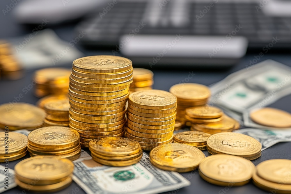 A pile of gold coins and cash, symbolizing wealth accumulation and capital growth through investment A pile of gold coins and cash, symbolizing wealth accumulation and capital growth through investment