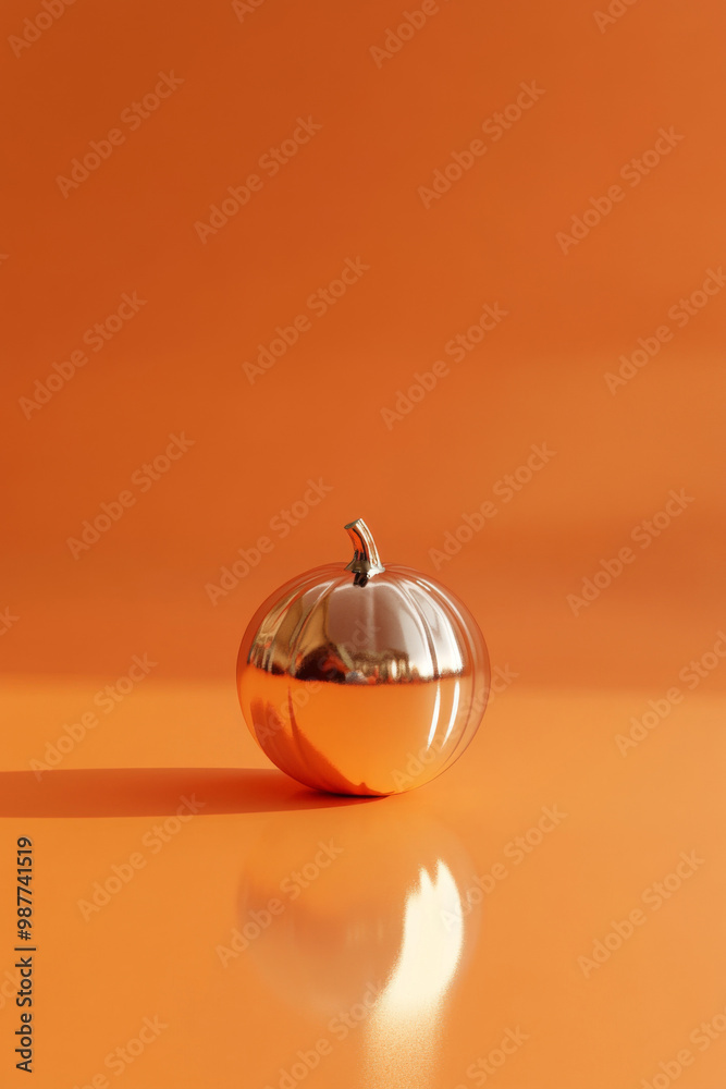 Pumpkin mirror ball in sunlight on the floor background with copy space Pumpkin mirror ball in sunlight on the floor background with copy space