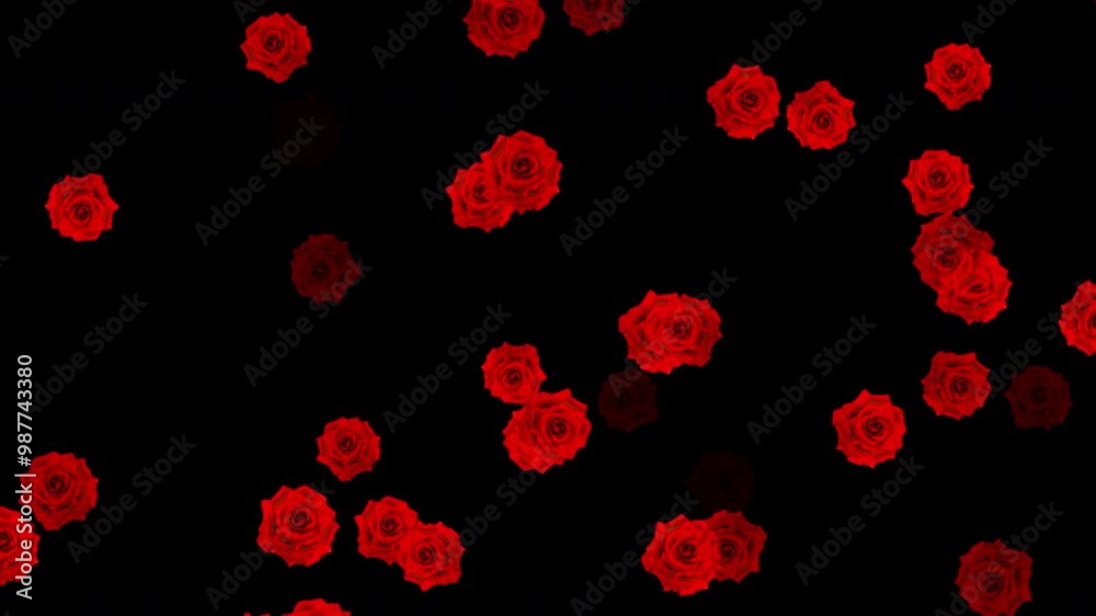 Rose Flowers animation. Looping Red rose falling down animated on transparent background Rose Flowers animation. Looping Red rose falling down animated on transparent background