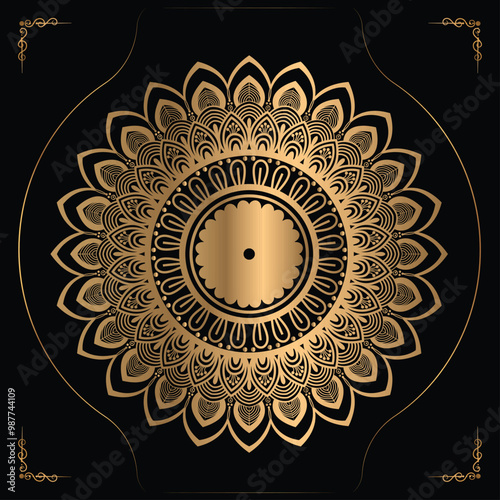  Luxury mandala design gold color Vector