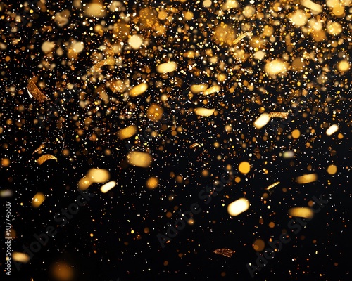 Golden glitter confetti background for a gala or birthday celebration invite