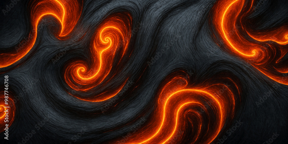Molten lava flowing from cracked ground surface, volcanic river,burning ground, red lava texture Molten lava flowing from cracked ground surface, volcanic river,burning ground, red lava texture