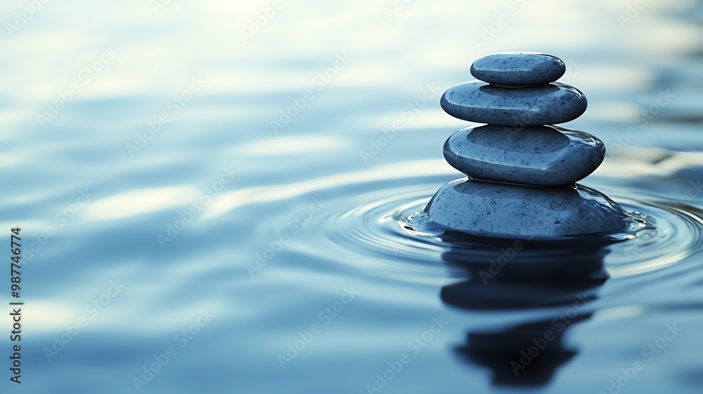 Stacked stones on water, serene and calming atmosphere. Stacked stones on water, serene and calming atmosphere.