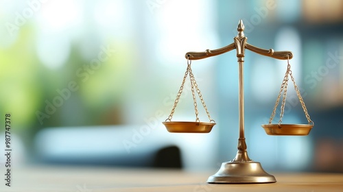 Elegant Balance Scale in a Bright Office Environment photo