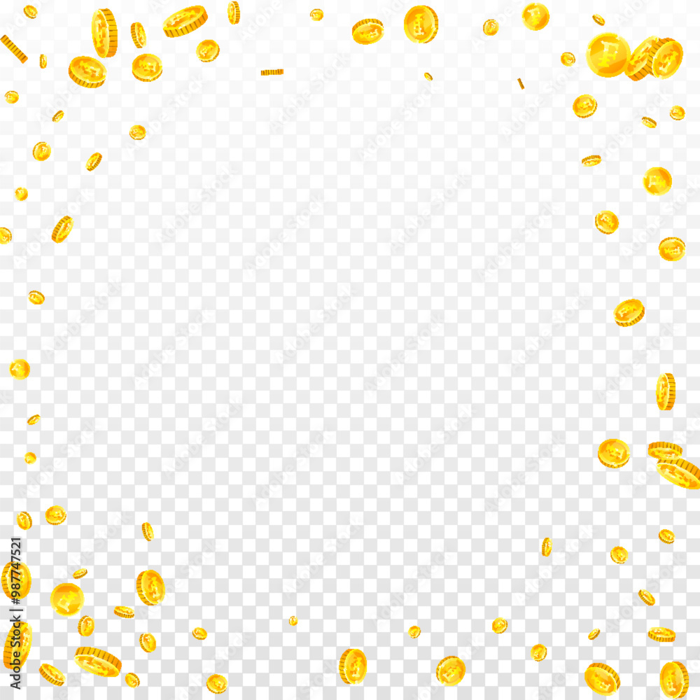 Swiss franc coins falling. Gold scattered CHF Swiss franc coins falling. Gold scattered CHF