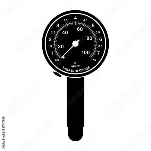 Tire Pressure Gauge Sign Symbol. Tire Pressure Check Equipment. Vector Illustration. 
