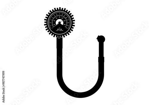 Tire Pressure Gauge Sign Symbol. Tire Pressure Check Equipment. Vector Illustration. 