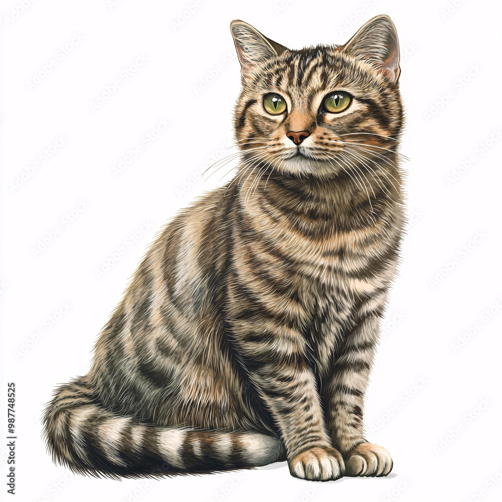 Fototapeta premium Cute Cyprus Cat Illustration on White Background