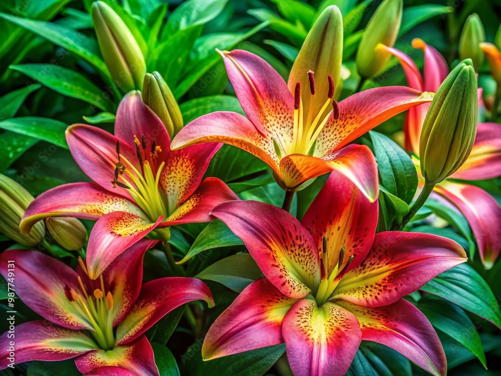 Serene Lilies Leaves in Natural Light Showcasing Their Vibrant Green Colors and Textured Patterns Serene Lilies Leaves in Natural Light Showcasing Their Vibrant Green Colors and Textured Patterns