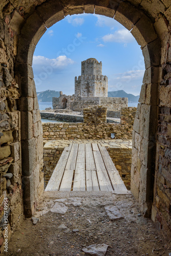 View of Methoni Castle in Messinia, peloponnese Greece