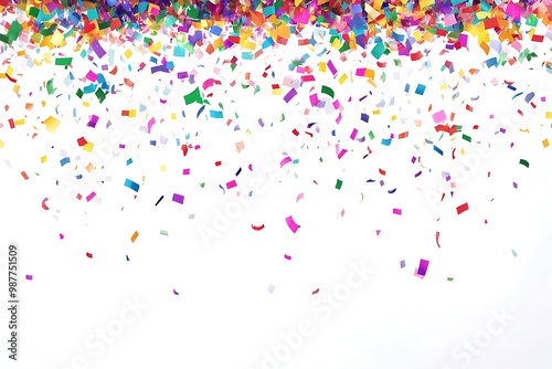 New Year party confetti falling with empty space for messages creating a fun and festive atmosphere