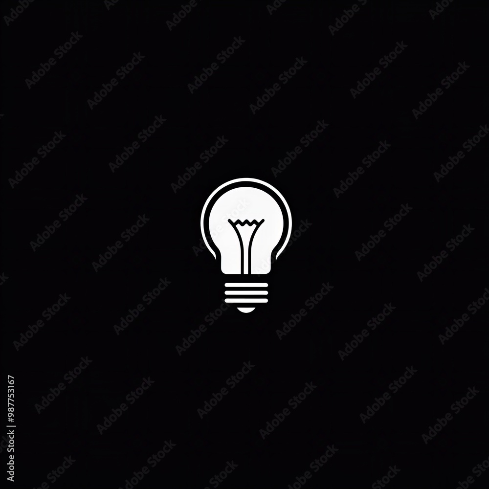 A minimalist black background with a white lightbulb icon in the center, symbolizing innovation, ideas, and creativity. The clean and simple design highlights the concept of bright ideas or energy A minimalist black background with a white lightbulb icon in the center, symbolizing innovation, ideas, and creativity. The clean and simple design highlights the concept of bright ideas or energy