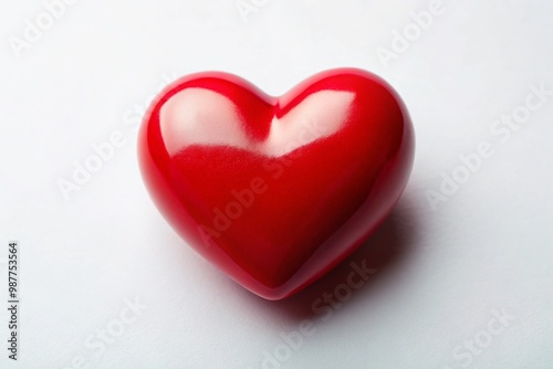 Small Red Heart Symbolizing Love, Affection, and Passion in a Minimalist Style on White Background