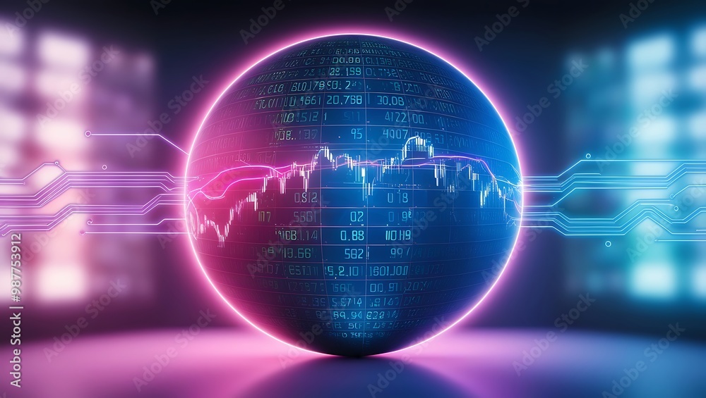 Fototapeta premium Futuristic business partnership concept. connection links IoT finance business blockchain security