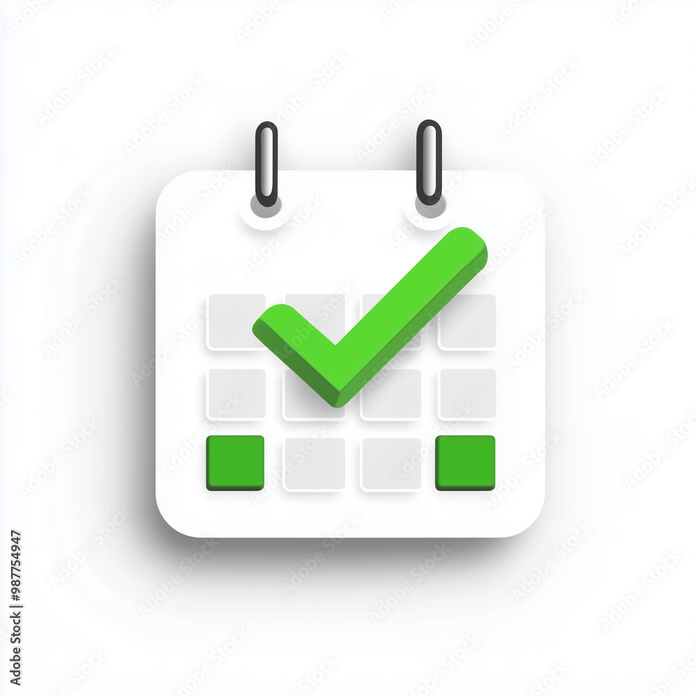 Calendar with a Check Mark Sticker on White Background Calendar with a Check Mark Sticker on White Background