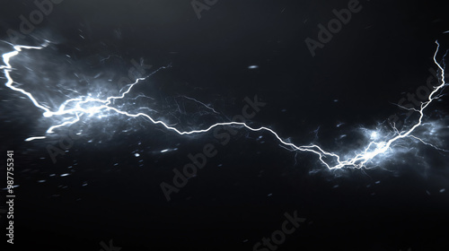 Powerful bolt of lightning striking across a stormy sky