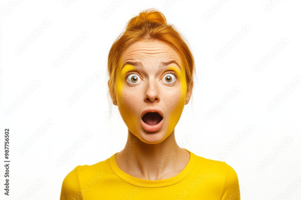 Surprised Woman with Yellow Makeup Surprised Woman with Yellow Makeup