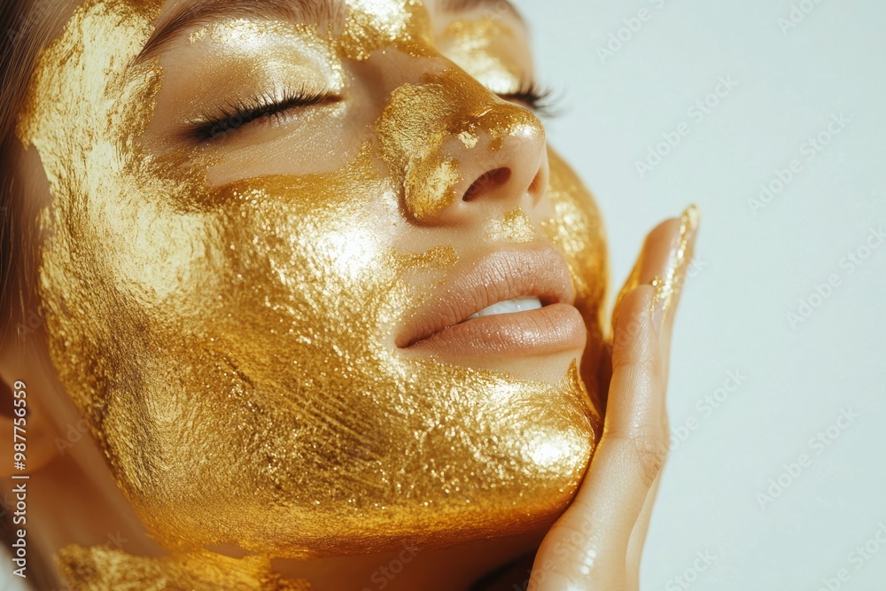 Woman with Gold Facial Mask