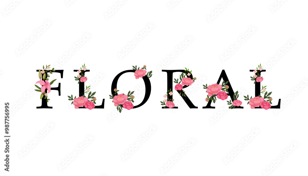Floral vector with elegant decorative letters. Floral vector with elegant decorative letters.