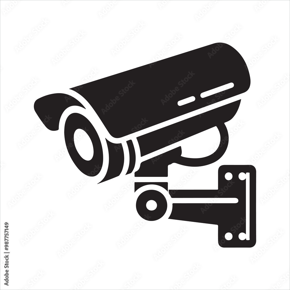 Security camera icon silhouette on white background
Security camera icon silhouette on white background