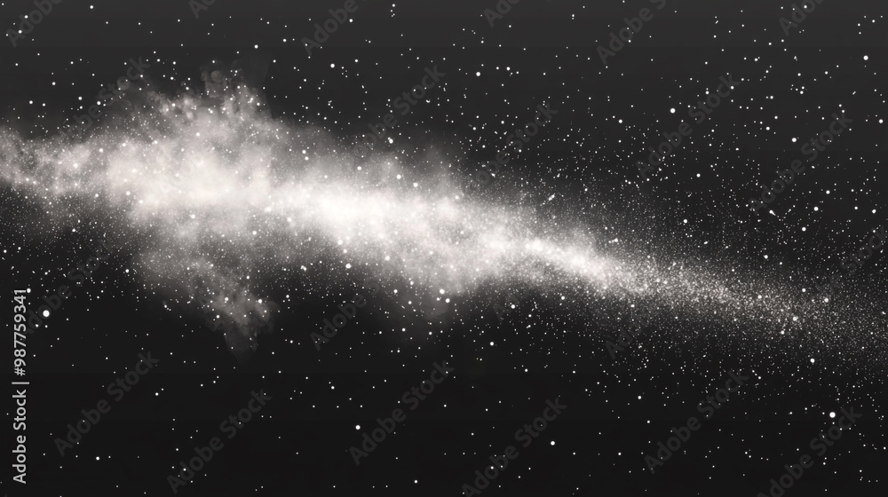 Obraz premium A Beautiful View of the Night Sky Filled with Stars and Galaxies, Glowing star trail in dark space exploration night.