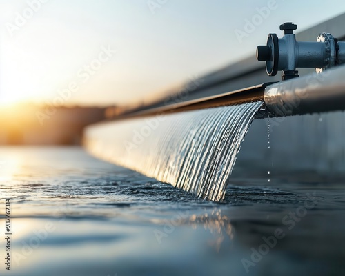 Modern hydropower turbines in action, turning river currents into renewable energy for clean development photo