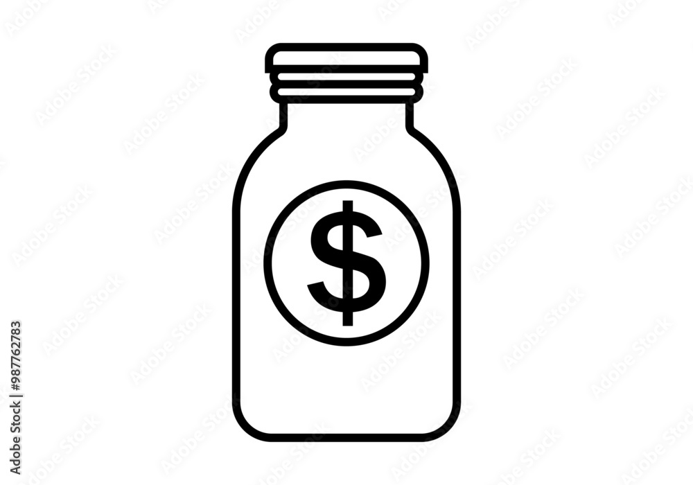 Icono negro de botes con moneda de dólar para ahorrar Icono negro de botes con moneda de dólar para ahorrar