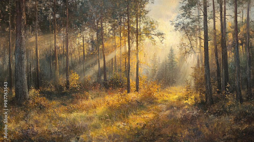 Autumn Path in a Birch Forest, A tranquil forest path surrounded by vibrant autumn foliage in a sunlit grove during early morning hours. Autumn Path in a Birch Forest, A tranquil forest path surrounded by vibrant autumn foliage in a sunlit grove during early morning hours.