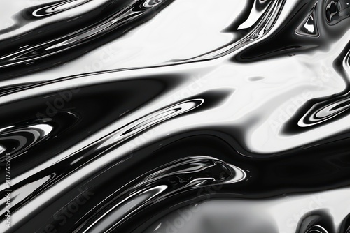 Wallpaper Mural Black and white tone abstract background, liquid glass and titanium metallic smooth surface Torontodigital.ca