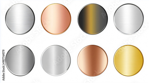 Wallpaper Mural Set of round metal plates showing different textures and colors Torontodigital.ca