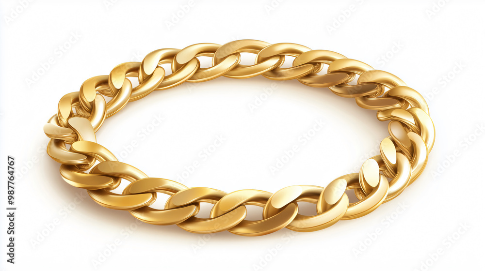 Obraz premium Realistic gold chain lying on white background
