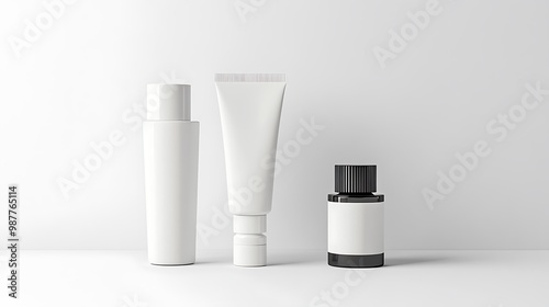 Wallpaper Mural Blank White Bottles and Tube Mockup on White Background Torontodigital.ca