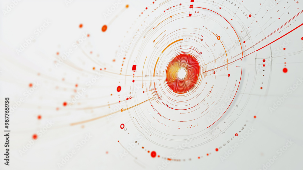 Abstract white background with Colorful circle lines. Digital future technology . Abstract business connection of lines from nodes innovation of communication in the network.	

