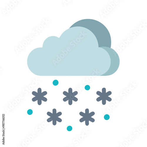 Cloud with falling snowflakes weather icon on a white background.