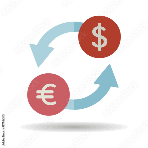 Currency exchange flat vector isolated icon