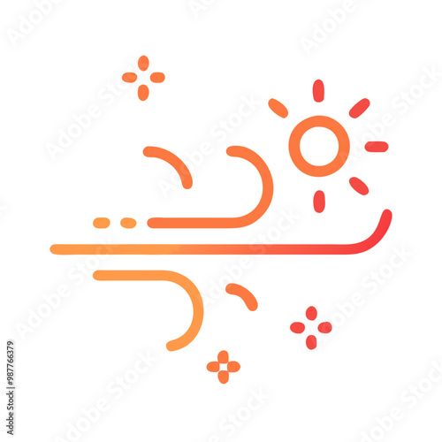  Icon with sun and wind representing hot and windy weather