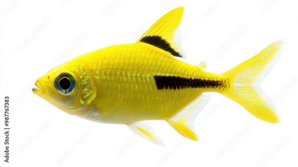 Yellow and Black Tropical Fish Isolated on White Background