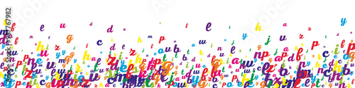 Falling letters of English language. Colorful