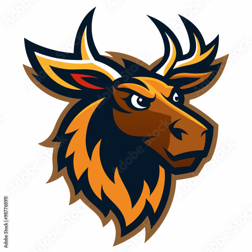  Moose Mascot Logo Vector Illustration | SVG & Cricut Files | Vector Clipart & T-Shirt Graphics photo