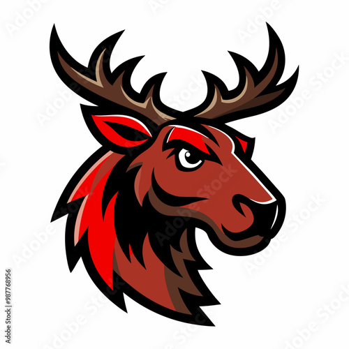  Moose Mascot Logo Vector Illustration | SVG & Cricut Files | Vector Clipart & T-Shirt Graphics photo