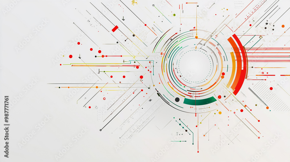 Abstract white background with Colorful circle lines. Digital future technology . Abstract business connection of lines from nodes innovation of communication in the network. Abstract white background with Colorful circle lines. Digital future technology . Abstract business connection of lines from nodes innovation of communication in the network.