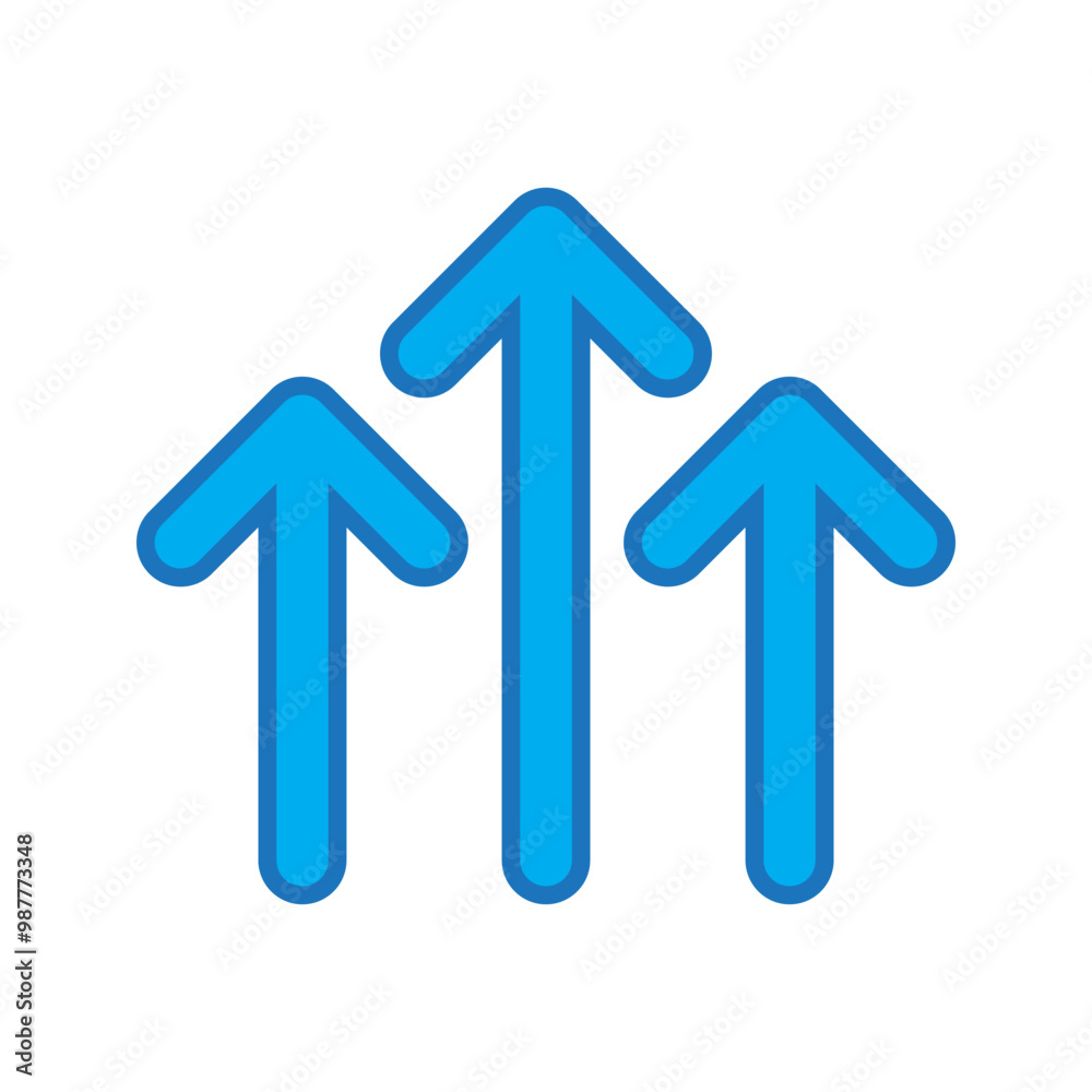 3 blue arrows up illustration isolated on white background for business. Vector icons in flat style. 3 blue arrows up illustration isolated on white background for business. Vector icons in flat style.