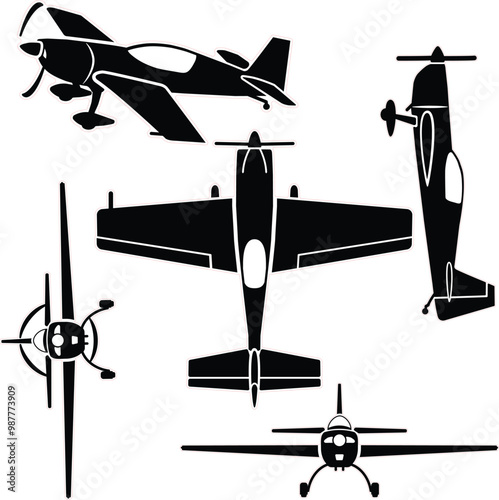 Acrobatic airplane vector set for laser and vinyl cut