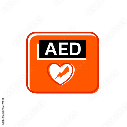 AED or automatic external defibrillator illumination on isolated background.