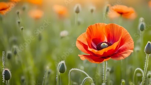 poppy flowers in field photo